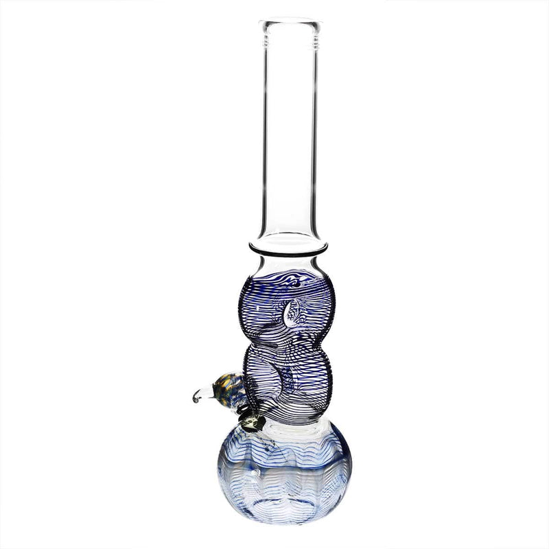 Biohazard Inc Glass Bong 16" Double Donut Water Pipe w/ Slide - Blue Rake