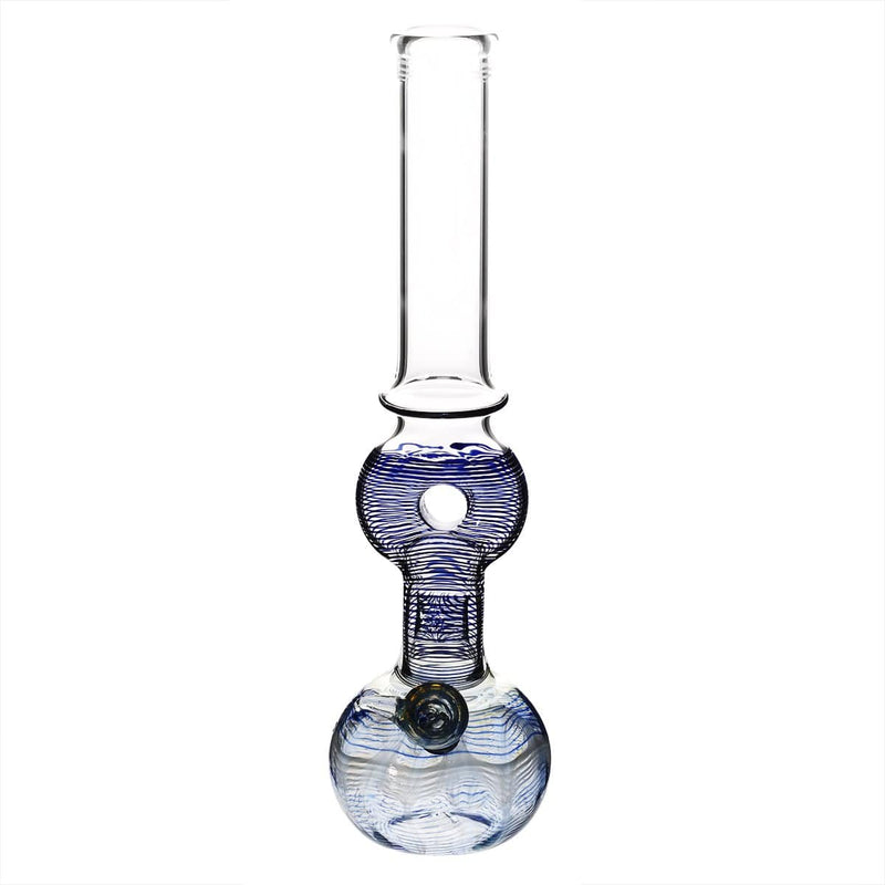 Biohazard Inc Glass Bong 16" Double Donut Water Pipe w/ Slide - Blue Rake