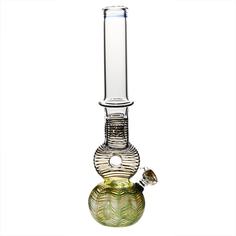 Biohazard Inc Glass Bong 16" Double Donut Water Pipe w/ Slide - Green Rake