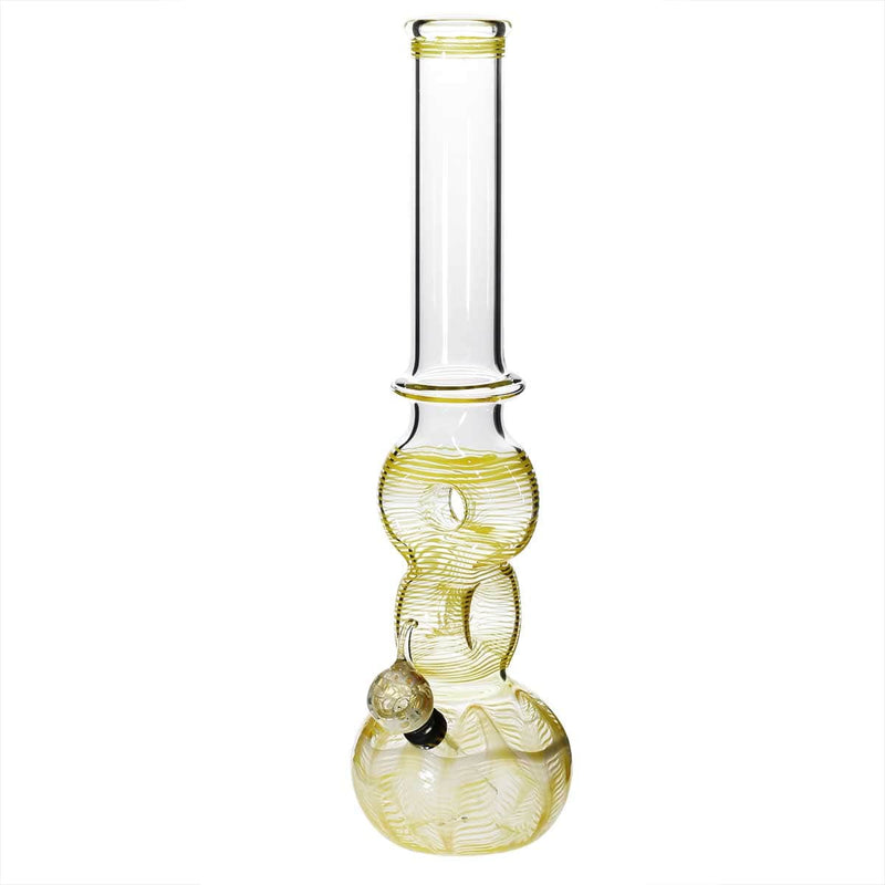 Biohazard Inc Glass Bong 16" Double Donut Water Pipe w/ Slide - Yellow Rake