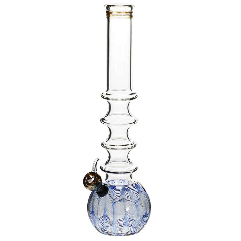 Biohazard Inc Glass Bong 16" Four Ring Water Pipe w/ Slide - Blue Rake