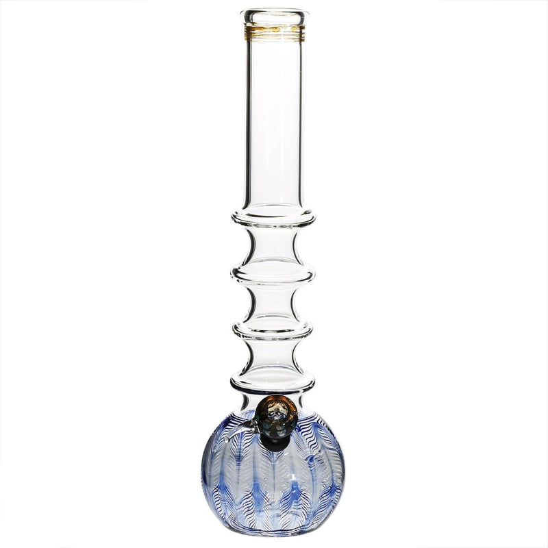 Biohazard Inc Glass Bong 16" Four Ring Water Pipe w/ Slide - Blue Rake