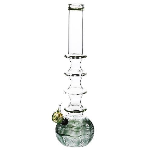 Biohazard Inc Glass Bong 16" Four Ring Water Pipe w/ Slide - Green Rake