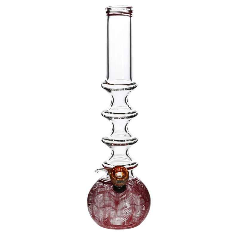 Biohazard Inc Glass Bong 16" Four Ring Water Pipe w/ Slide - Red Rake