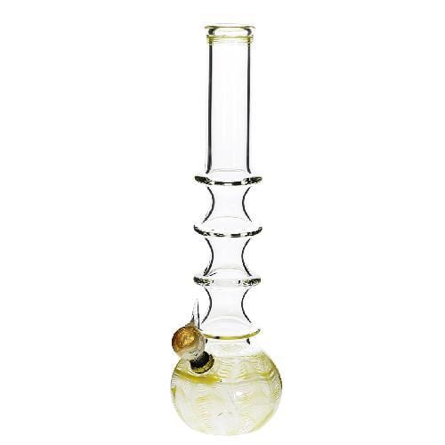 Biohazard Inc Glass Bong 16" Four Ring Water Pipe w/ Slide - Yellow Rake