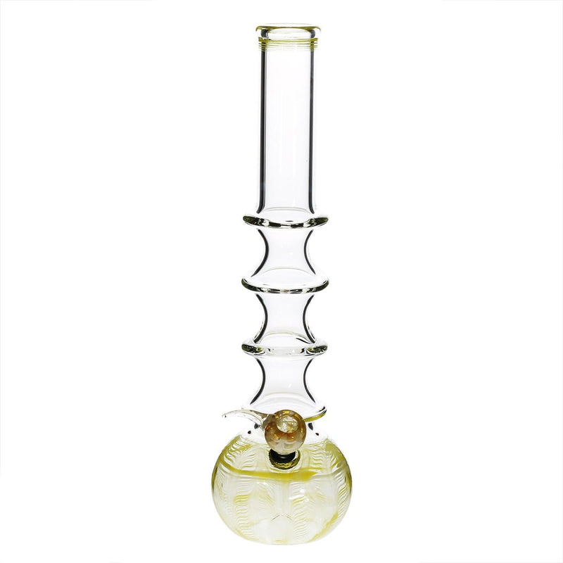 Biohazard Inc Glass Bong 16" Four Ring Water Pipe w/ Slide - Yellow Rake