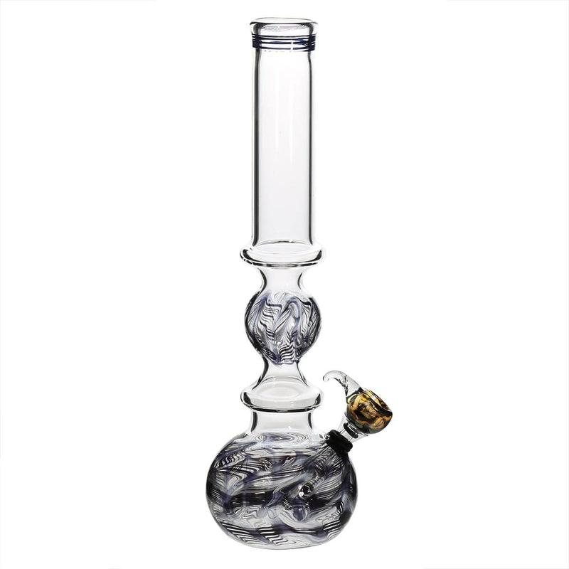 Biohazard Inc Glass Bong 16" Ring Bubble Ring Water Pipe w/ Slide - Black Rake