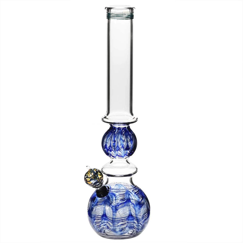 Biohazard Inc Glass Bong 16" Ring Bubble Ring Water Pipe w/ Slide - Blue Rake