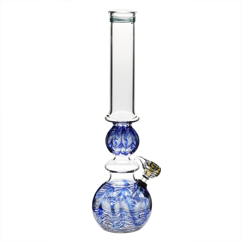 Biohazard Inc Glass Bong 16" Ring Bubble Ring Water Pipe w/ Slide - Blue Rake