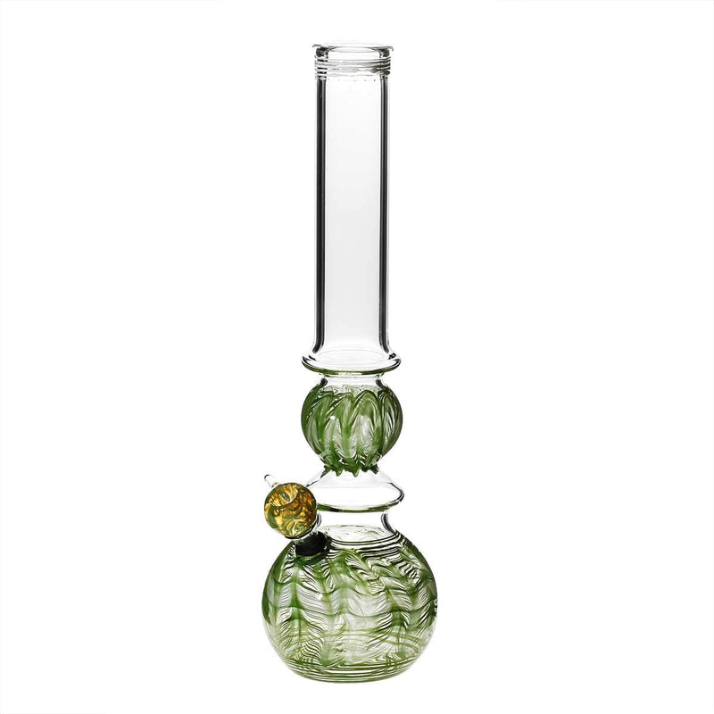 Biohazard Inc Glass Bong 16" Ring Bubble Ring Water Pipe w/ Slide - Green Rake