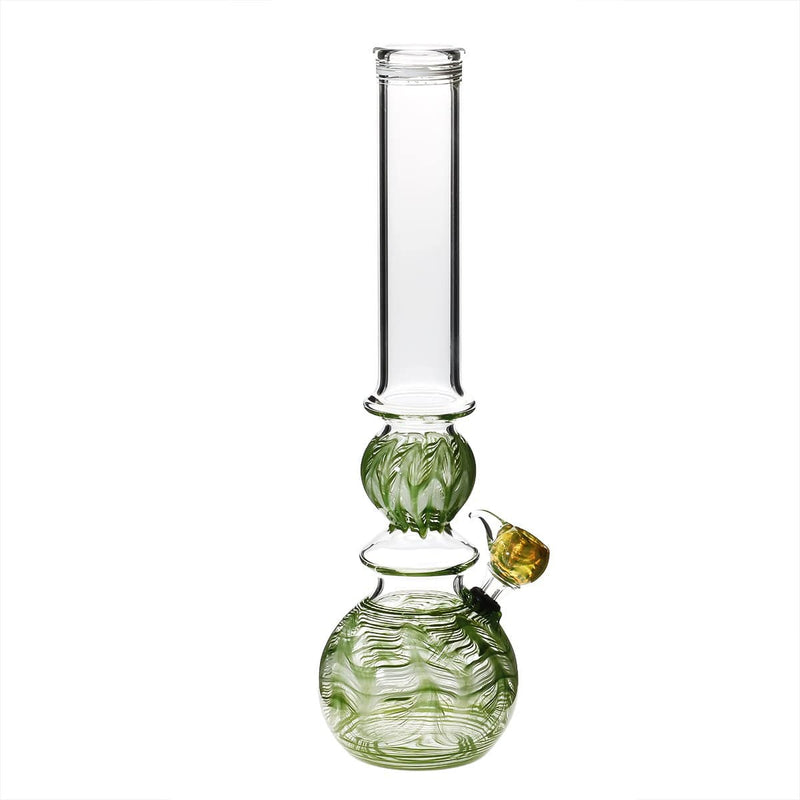 Biohazard Inc Glass Bong 16" Ring Bubble Ring Water Pipe w/ Slide - Green Rake