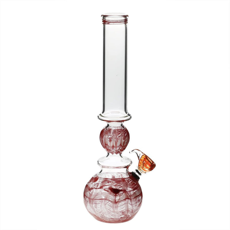 Biohazard Inc Glass Bong 16" Ring Bubble Ring Water Pipe w/ Slide - Red Rake