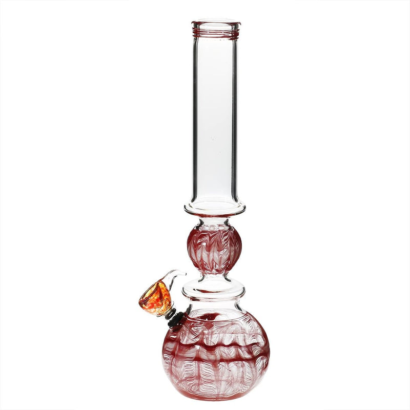 Biohazard Inc Glass Bong 16" Ring Bubble Ring Water Pipe w/ Slide - Red Rake