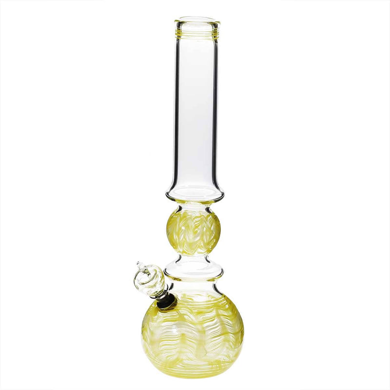 Biohazard Inc Glass Bong 16" Ring Bubble Ring Water Pipe w/ Slide - Yellow Rake