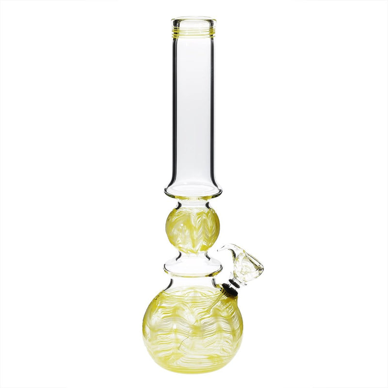 Biohazard Inc Glass Bong 16" Ring Bubble Ring Water Pipe w/ Slide - Yellow Rake