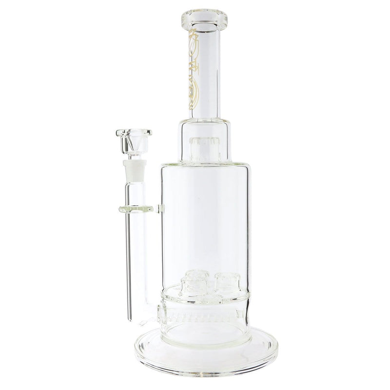 Biohazard Inc Glass Bong 16" Single Inline / Triple Updome Stemless Water Pipe Gold