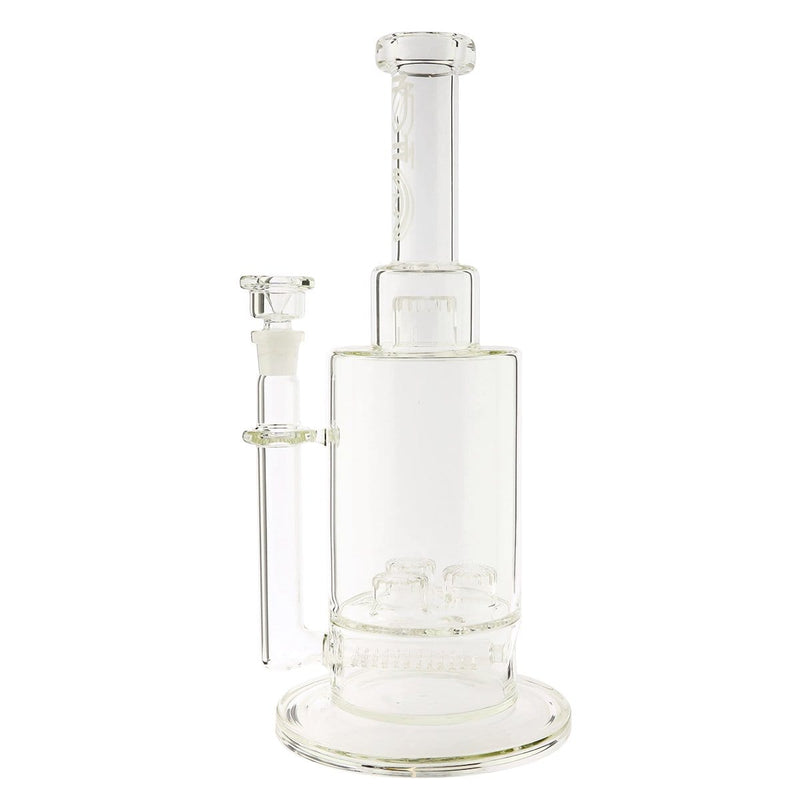 Biohazard Inc Glass Bong 16" Single Inline / Triple Updome Stemless Water Pipe Silver