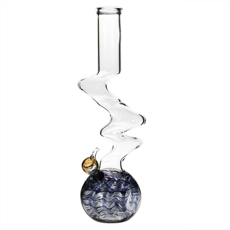 Biohazard Inc Glass Bong 16" Three Elbow Water Pipe w/ Slide - Black Rake