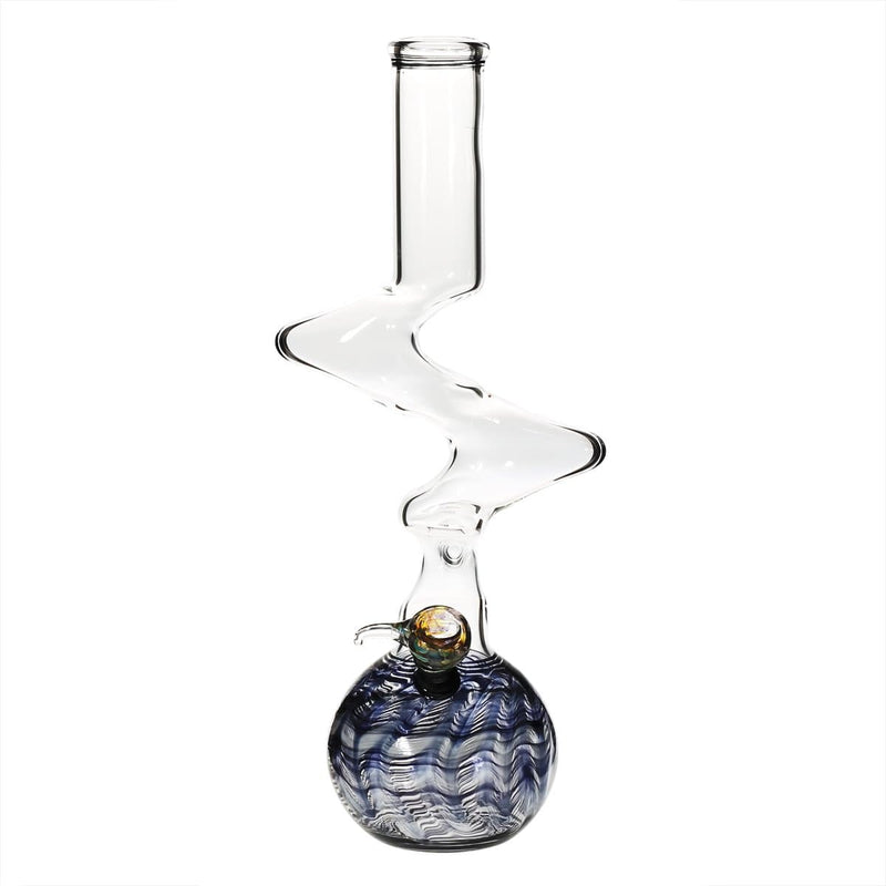 Biohazard Inc Glass Bong 16" Three Elbow Water Pipe w/ Slide - Black Rake