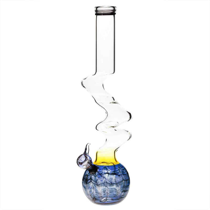 Biohazard Inc Glass Bong 16" Three Elbow Water Pipe w/ Slide - Blue Rake