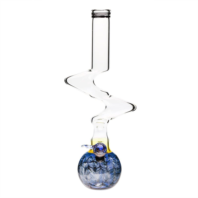 Biohazard Inc Glass Bong 16" Three Elbow Water Pipe w/ Slide - Blue Rake