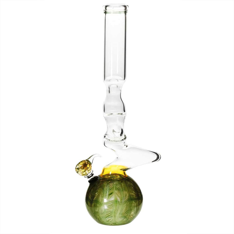 Biohazard Inc Glass Bong 16" Three Elbow Water Pipe w/ Slide - Green Rake