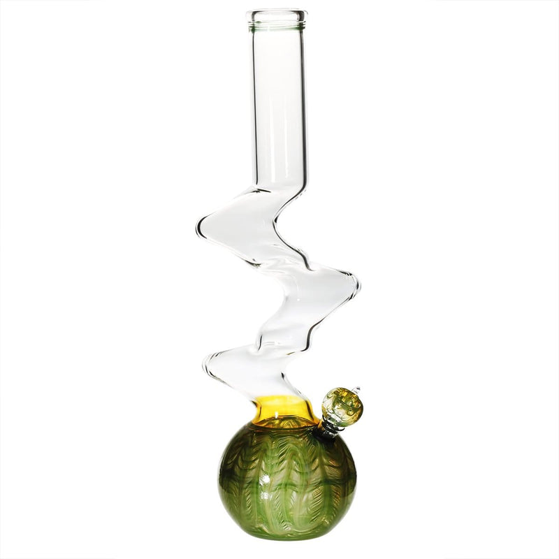 Biohazard Inc Glass Bong 16" Three Elbow Water Pipe w/ Slide - Green Rake