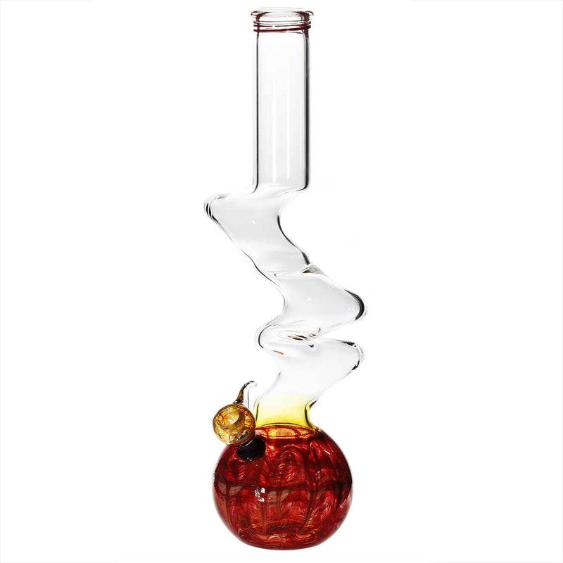 Biohazard Inc Glass Bong 16" Three Elbow Water Pipe w/ Slide - Red Rake