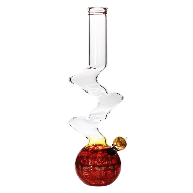 Biohazard Inc Glass Bong 16" Three Elbow Water Pipe w/ Slide - Red Rake