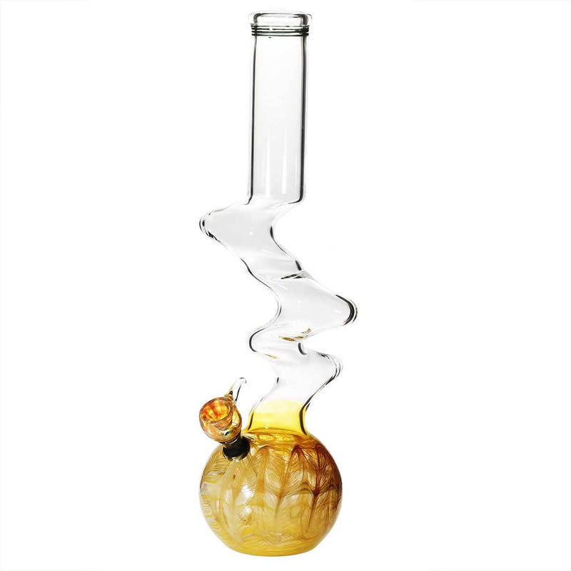 Biohazard Inc Glass Bong 16" Three Elbow Water Pipe w/ Slide - Yellow Rake