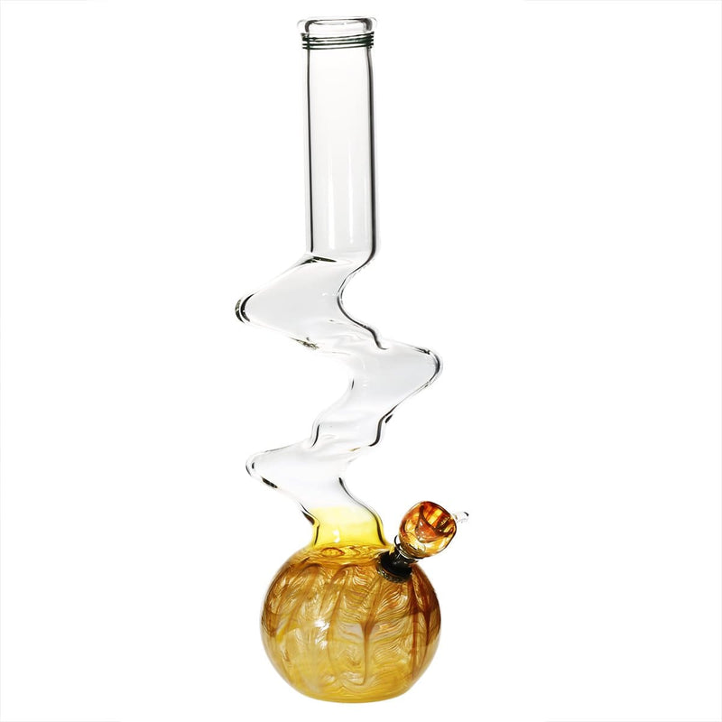 Biohazard Inc Glass Bong 16" Three Elbow Water Pipe w/ Slide - Yellow Rake