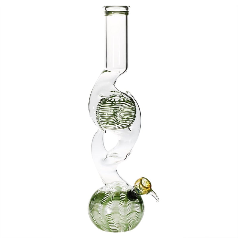 Biohazard Inc Glass Bong 16" Three Hook Donut Water Pipe w/ Slide - Green Rake