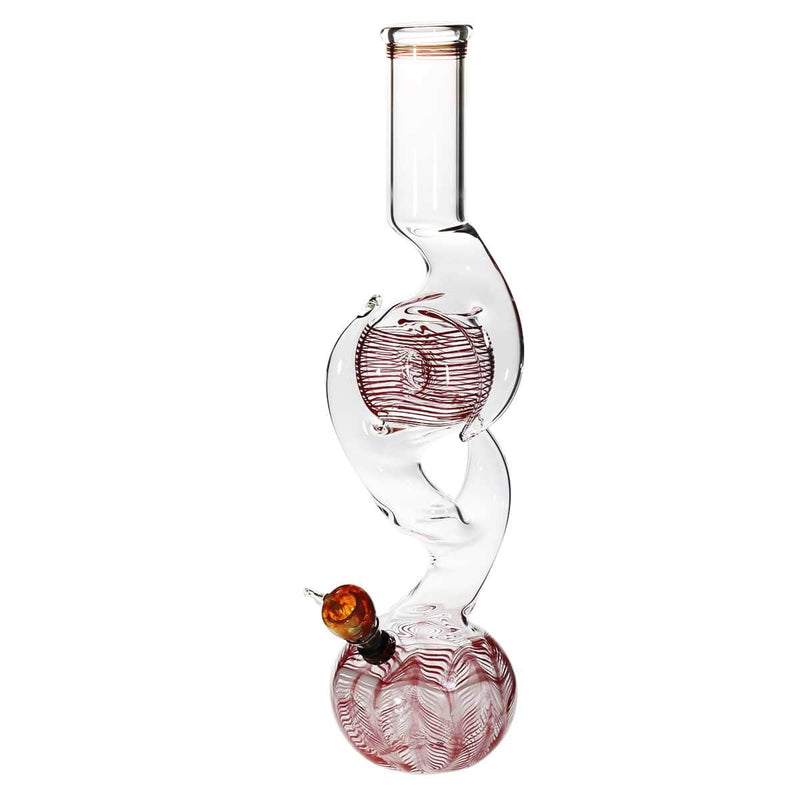 Biohazard Inc Glass Bong 16" Three Hook Donut Water Pipe w/ Slide - Red Rake