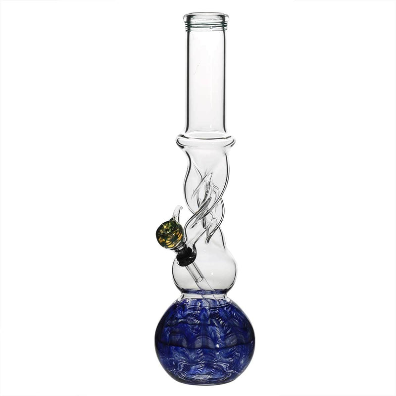 Biohazard Inc Glass Bong 16" Twist Water Pipe w/ Slide - Blue Rake