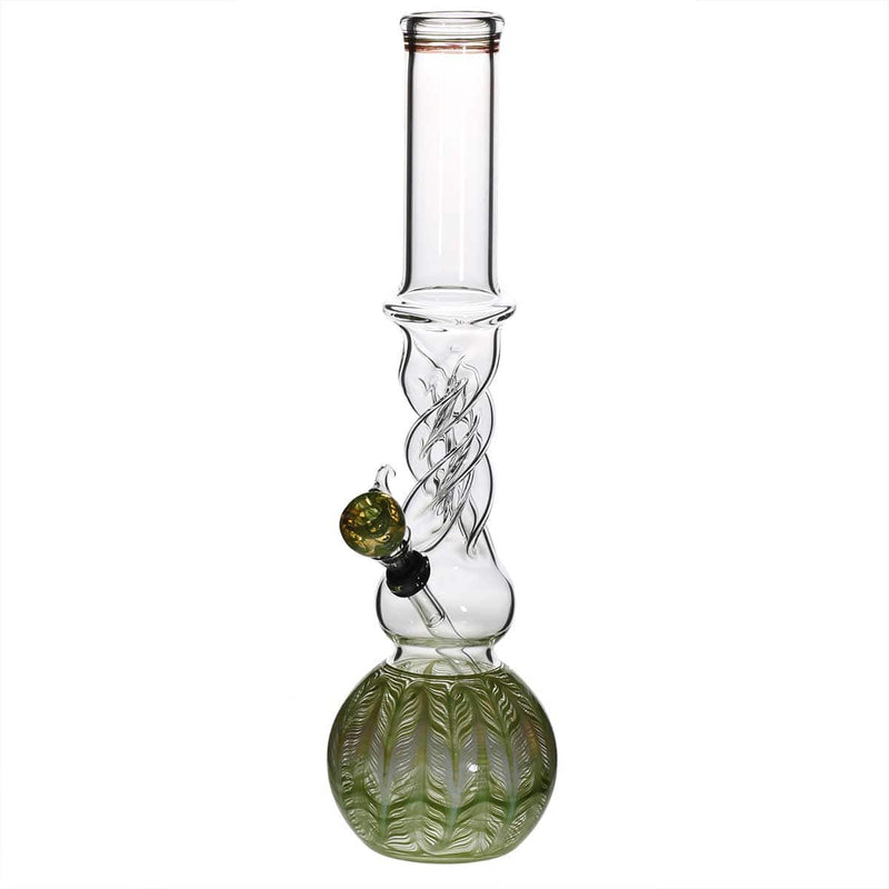 Biohazard Inc Glass Bong 16" Twist Water Pipe w/ Slide - Green Rake