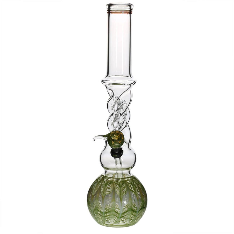 Biohazard Inc Glass Bong 16" Twist Water Pipe w/ Slide - Green Rake