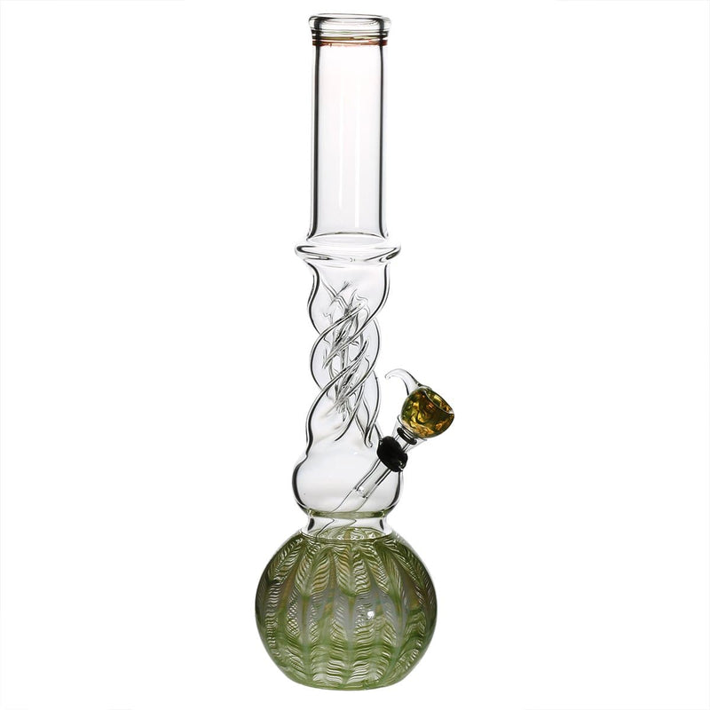 Biohazard Inc Glass Bong 16" Twist Water Pipe w/ Slide - Green Rake