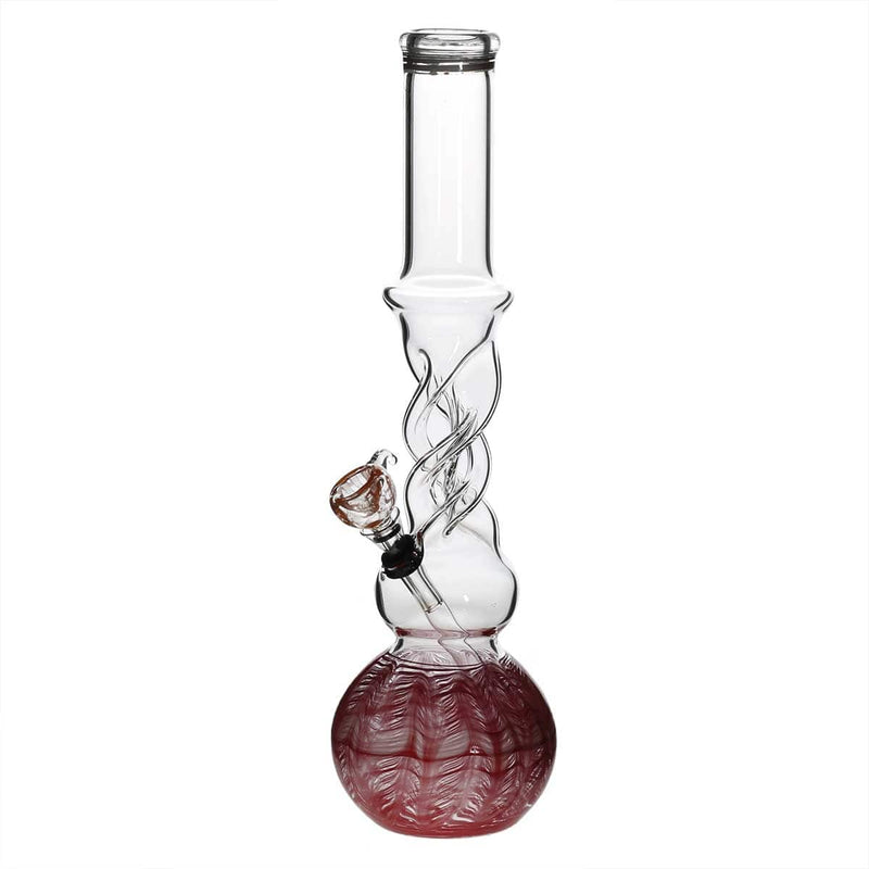 Biohazard Inc Glass Bong 16" Twist Water Pipe w/ Slide - Red Rake