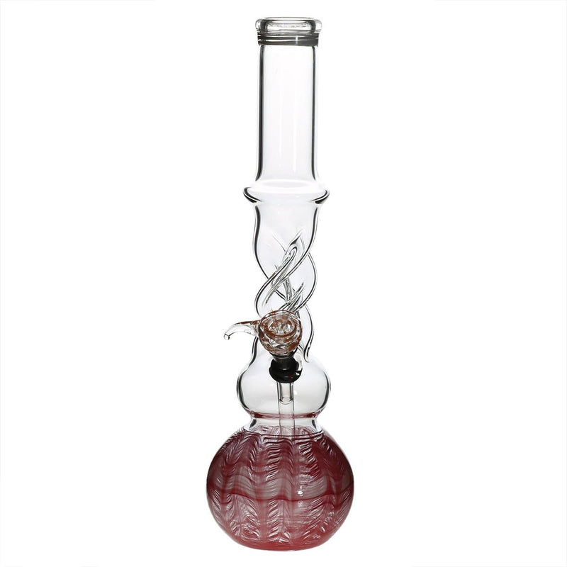 Biohazard Inc Glass Bong 16" Twist Water Pipe w/ Slide - Red Rake