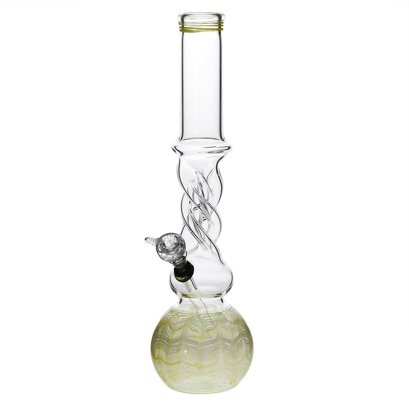 Biohazard Inc Glass Bong 16" Twist Water Pipe w/ Slide - Yellow Rake