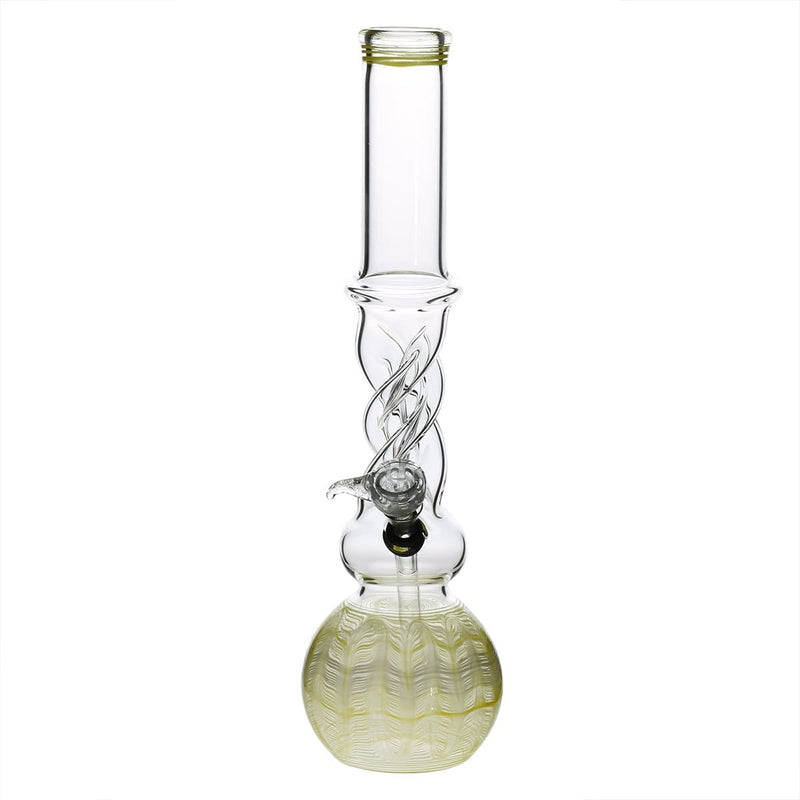 Biohazard Inc Glass Bong 16" Twist Water Pipe w/ Slide - Yellow Rake