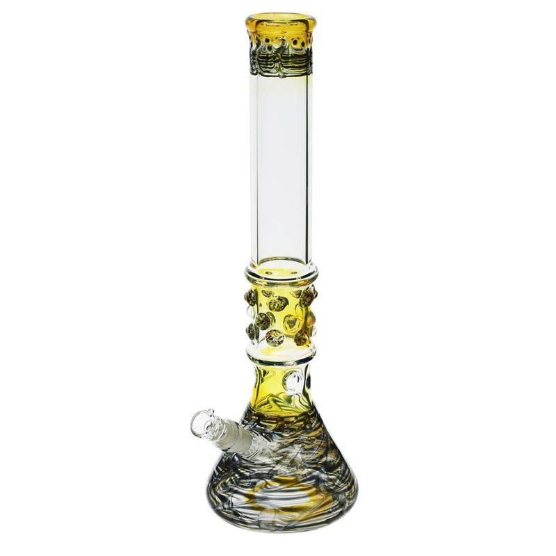 Biohazard Inc Glass Bong 17" Black Raked Water Pipe w / Marbles