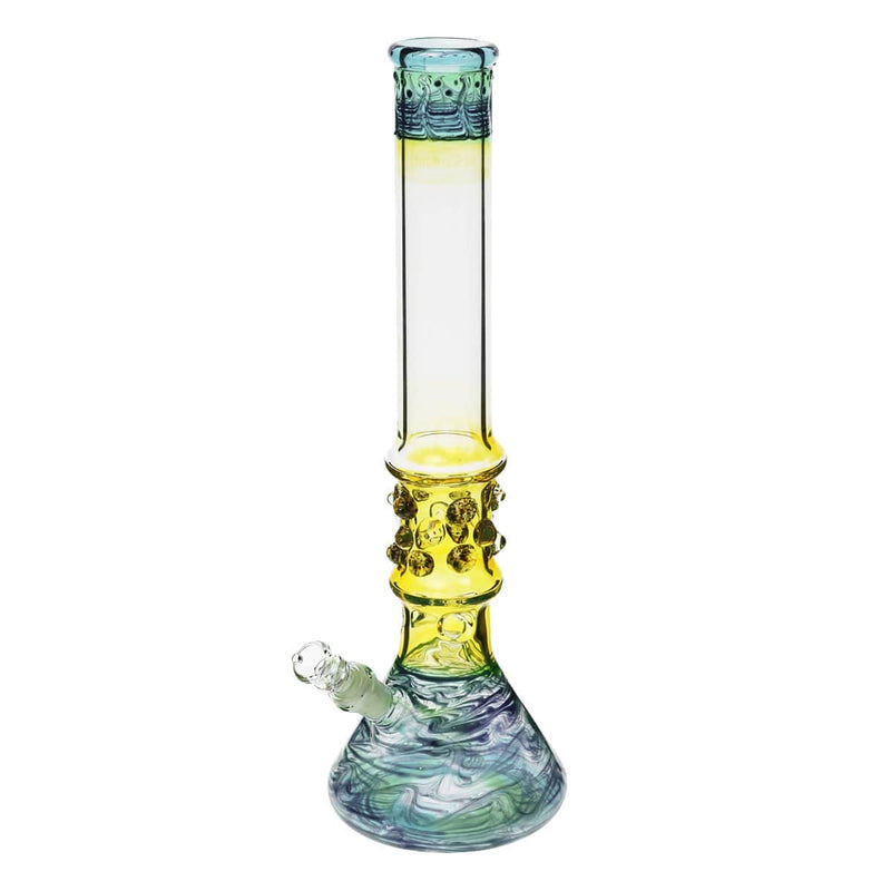 Biohazard Inc Glass Bong 17" Blue Raked Water Pipe w / Marbles