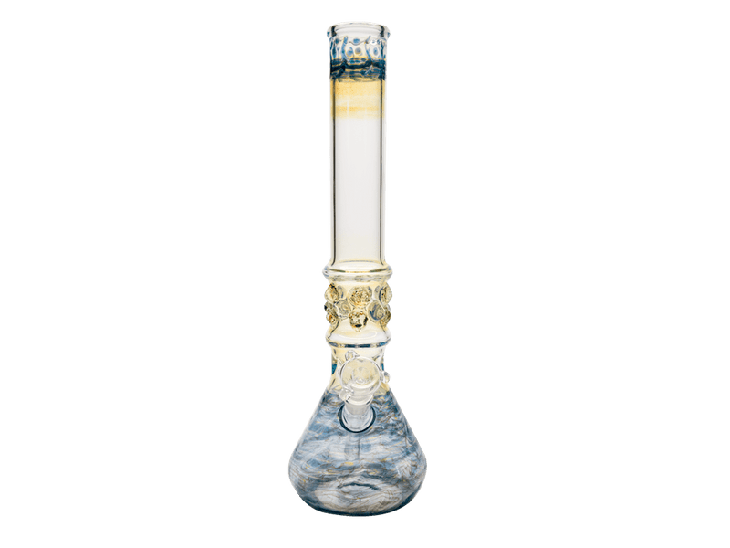 Biohazard Inc Glass Bong 17" Blue Raked Water Pipe w / Marbles