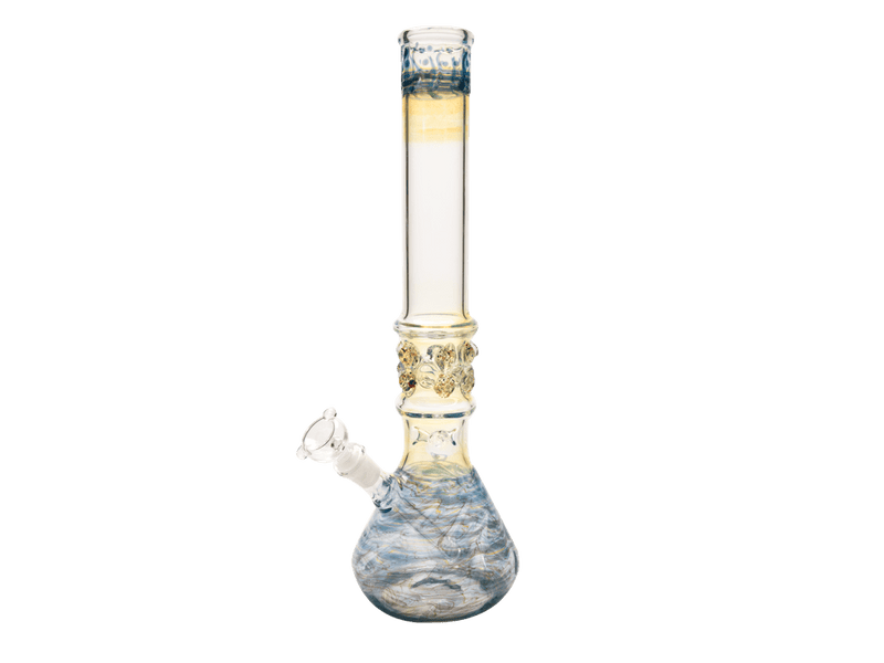 Biohazard Inc Glass Bong 17" Blue Raked Water Pipe w / Marbles