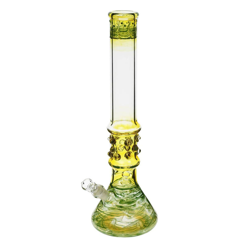 Biohazard Inc Glass Bong 17" Green Raked Water Pipe w / Marbles