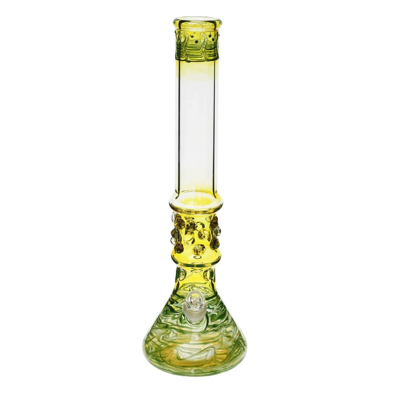 Biohazard Inc Glass Bong 17" Green Raked Water Pipe w / Marbles