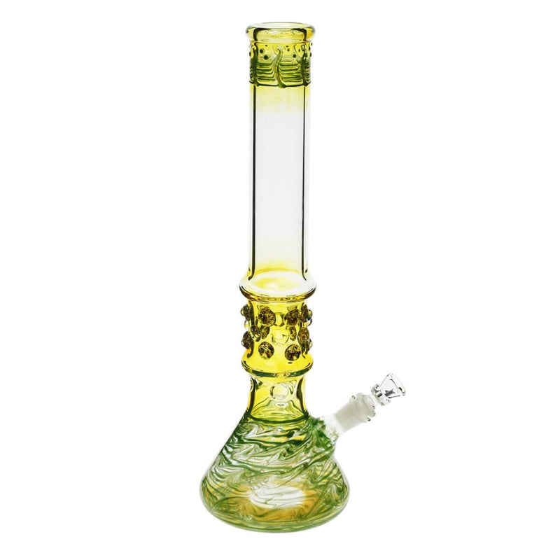 Biohazard Inc Glass Bong 17" Green Raked Water Pipe w / Marbles