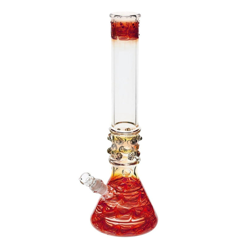 Biohazard Inc Glass Bong 17" Red Raked Water Pipe w / Marbles