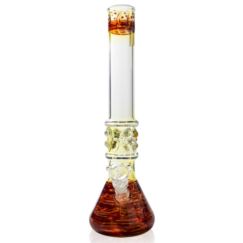 Biohazard Inc Glass Bong 17" Red Raked Water Pipe w / Marbles